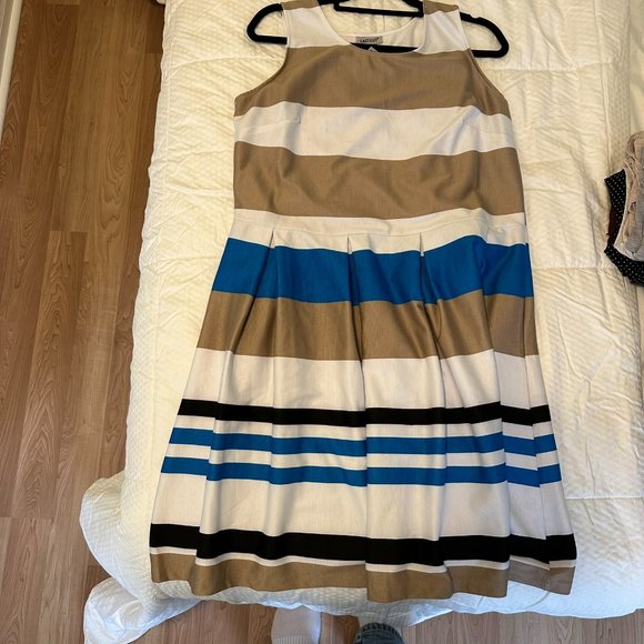 Last Exit Fit & Flare Pleated Striped Dress - Picture 3 of 3